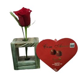 Imagem de Solitário de Rosa Importada com Chocolate 