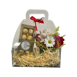 Imagem de GlassBloom com Flores e Ferrero Rocher 