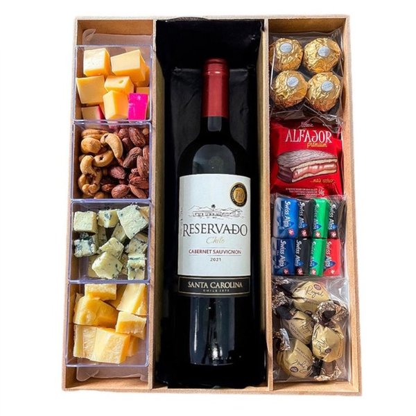 Box Queijos, Vinho e Chocolates 