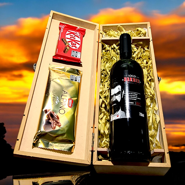 Kit com Vinho e Chocolate Bronze