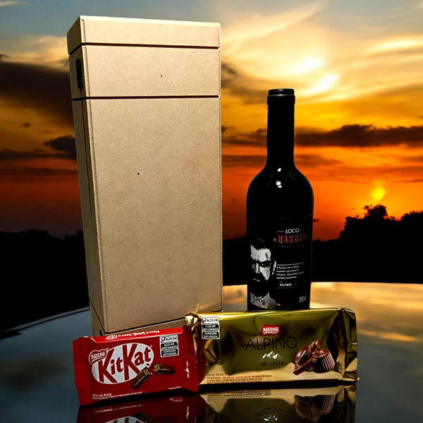 Kit com Vinho e Chocolate Bronze