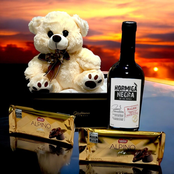 Kit Vinho Argentino , Pelúcia e Chocolates 