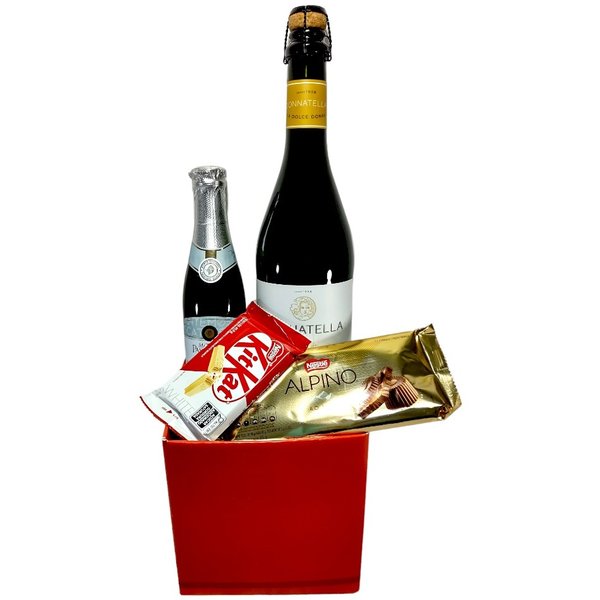 Cesta Vinho Frisante e Espumante com Chocolates