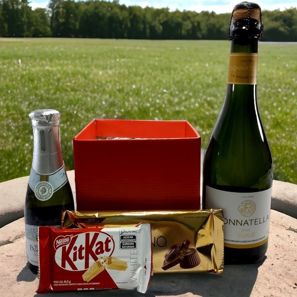 Cesta Vinho Frisante e Espumante com Chocolates