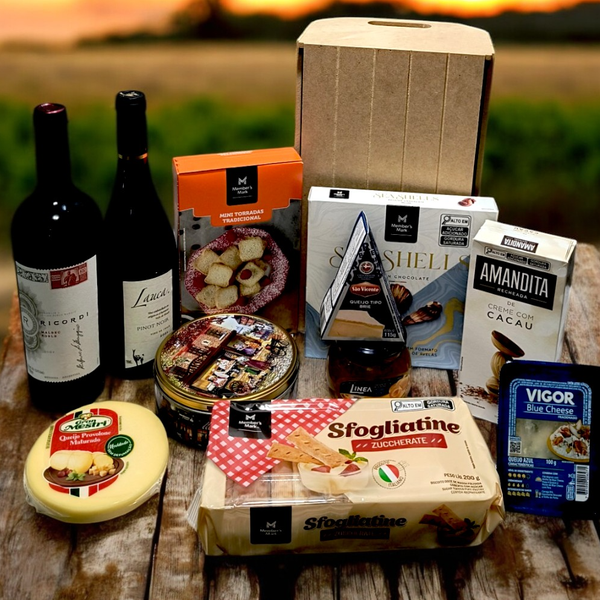 Cesta de Vinhos, Queijos e Guloseimas Diamante