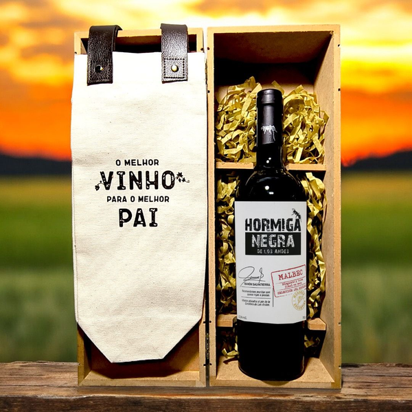 Kit Pai com Vinho, Baú e Bag
