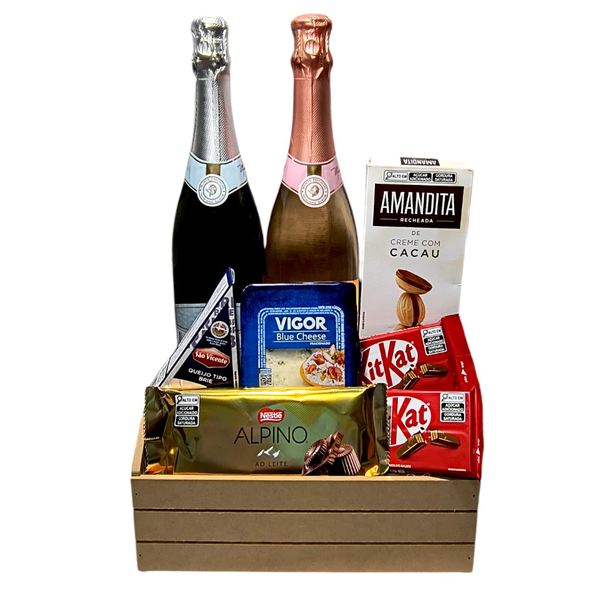 Cesta Gratidão com Vinhos e Queijos