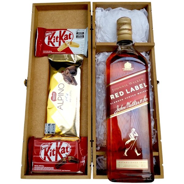 Cesta Whisky Red Label com Chocolates 