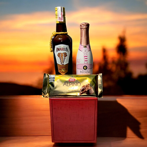 Cesta Amarula e Espumante com Chocolate