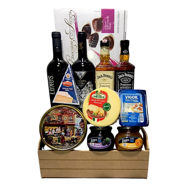 Cesta Premium com  Whisky e Vinho