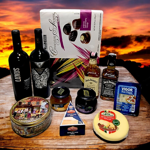 Cesta Premium com  Whisky e Vinho