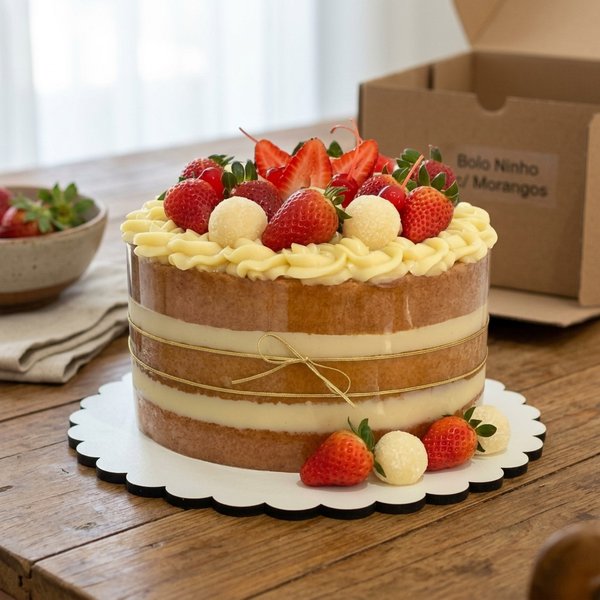 Bolo de Aniversário Ninho com Morangos Para 10 Pessoas