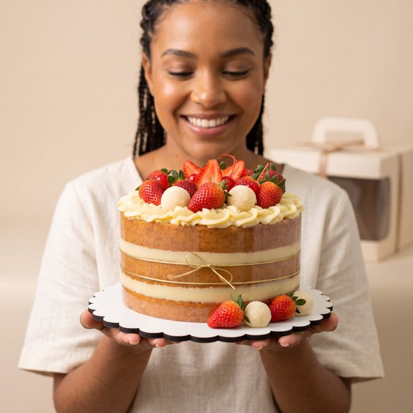 Bolo de Aniversário Ninho com Morangos Para 10 Pessoas