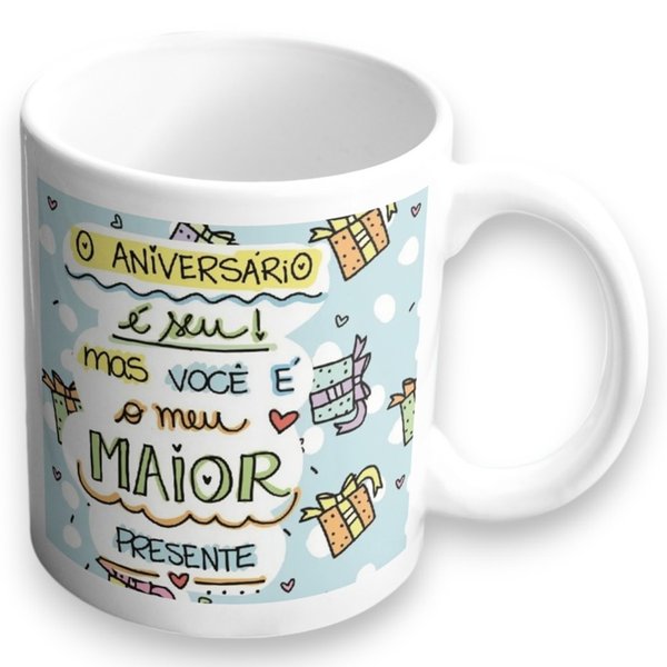 Caneca de Porcelana Aniversário 325ml