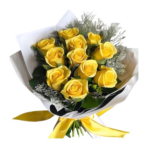 Buquê com 12 Rosas Amarelas Importadas