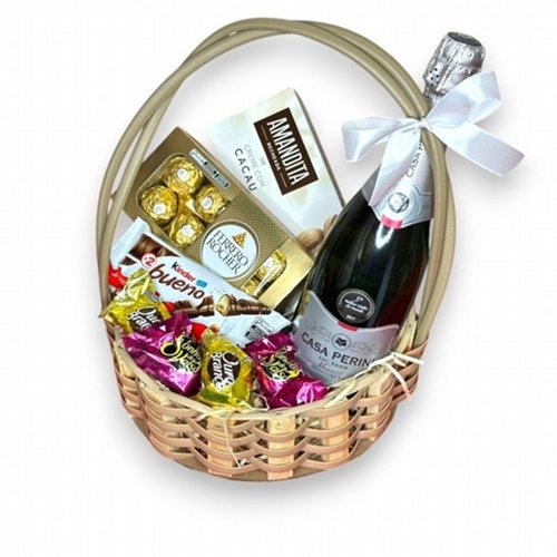 Cesta com Espumante e Chocolates