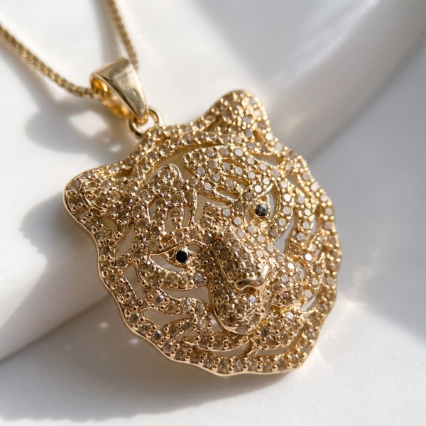 Conjunto Tigre com zircônias douradas