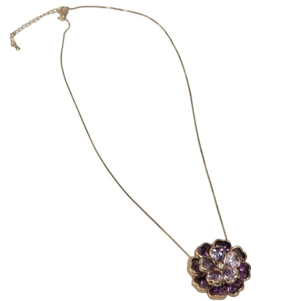 Colar Flor Pedra Fusion Ametista