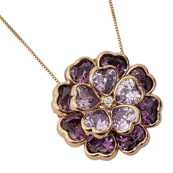 Colar Flor Pedra Fusion Ametista