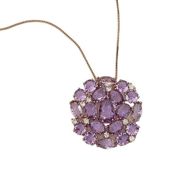 Colar Mandala Pedra Fusion Lavanda