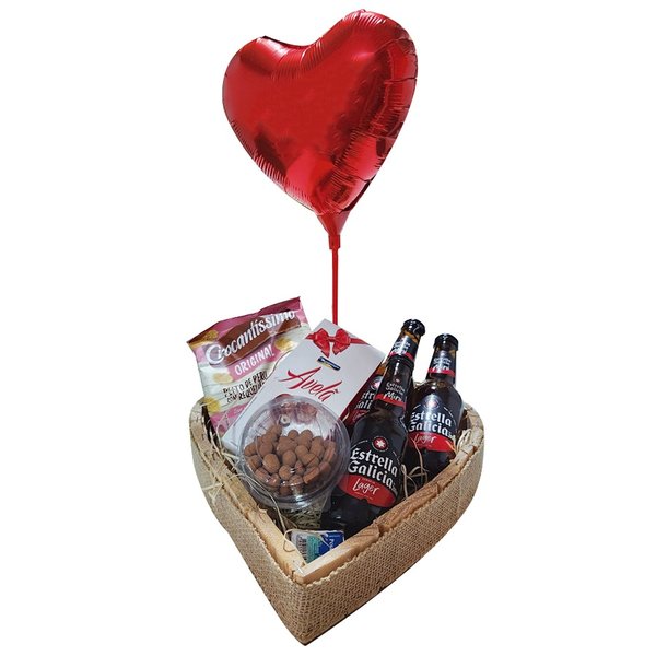 Cesta Coração de Cerveja e Petiscos 