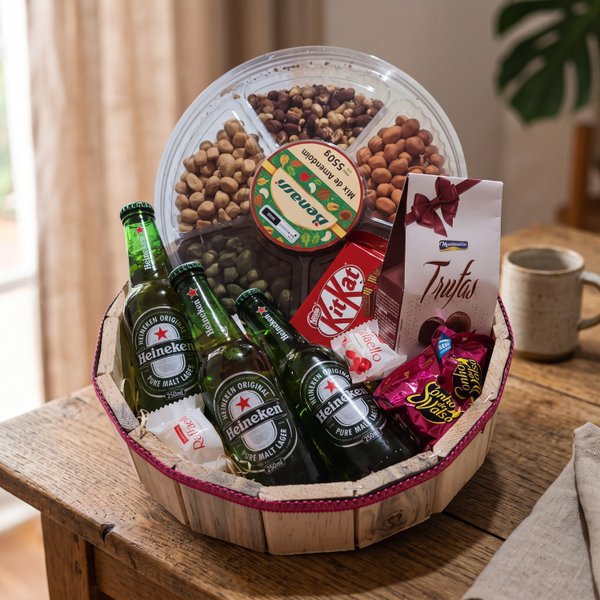 Cesta Cerveja e Petiscos e Chocolate