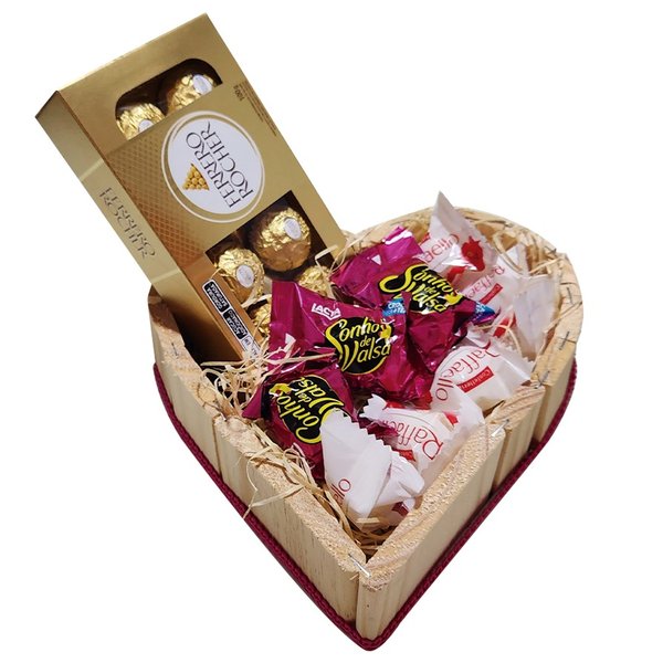Cesta de Chocolate de Coração 