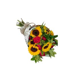 Imagem de Buquê de Girassóis com Rosas Vermelhas - Luz e amor