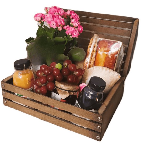 Cesta de Café da Manhã Média em Vime Flor 