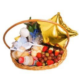 Imagem de Cesta de Presente M em Vime com Balão Estrela