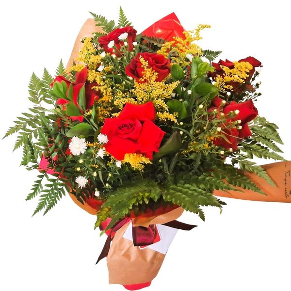 Buquê de 6 Rosas e Acompanhamentos