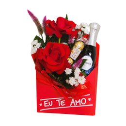 Imagem de Cesta Envelope Kraft Rosa e Chocolates