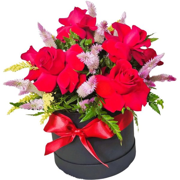 Box Luxo P com Arranjo de 10 Rosas