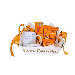 Imagem de Cesta de Café Kraft M com Caneca Personalizada e Itens