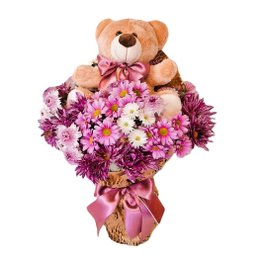 Imagem de Buquê Flores do Campo P com Urso de Palúcia