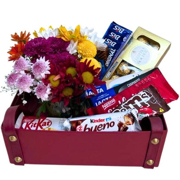 Cesta Chocolate  Com Vaso  Acrilico 
