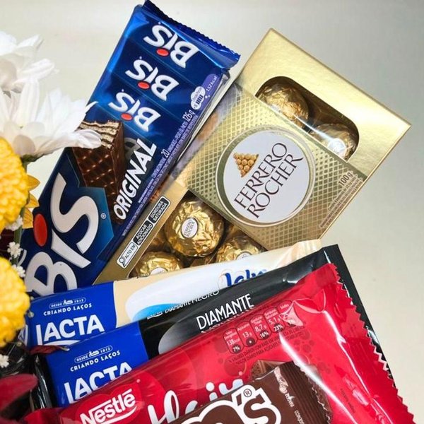 Cesta Chocolate  Com Vaso  Acrilico 