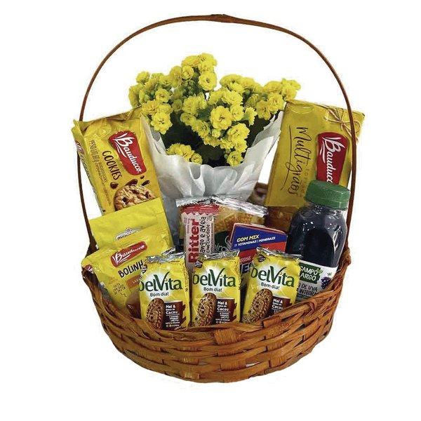 Cesta de Café com Flores