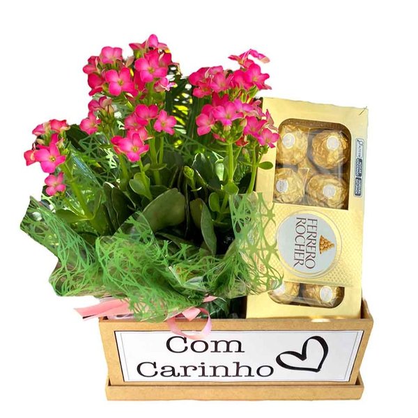 Cesta de Flores Com Chocolates