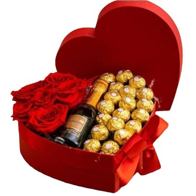 Coração Especial de Rosas, Espumante e Ferrero