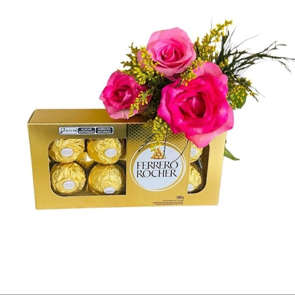 Ramalhete 3 Rosas Pink e Ferrero