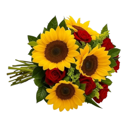 Imagem de Buquê Especial de 6 Rosas e Girassóis