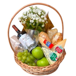 Imagem de Cesta Premium de Queijos Vinho e Pães Especiais 