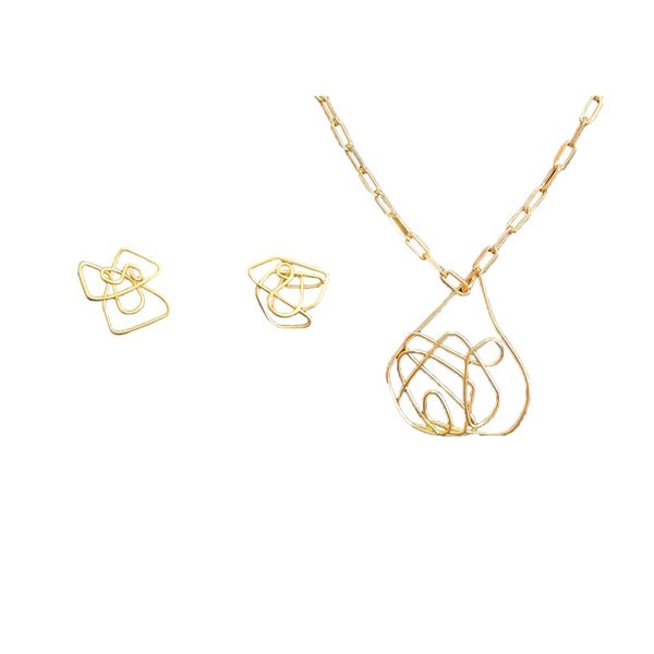 Conjunto Colar e Brinco Primavera Ouro