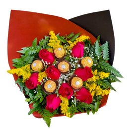 Imagem de Buquê de Rosas Com Ferrero Rocher