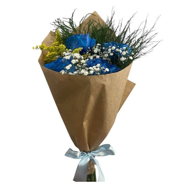 Buquê de rosas azuis presente