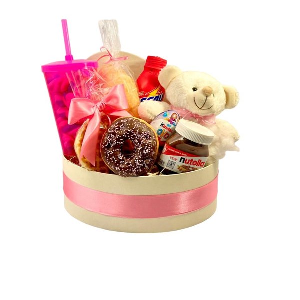 Cesta de Café da Manhã Infantil - Dia de Alegria Rosa