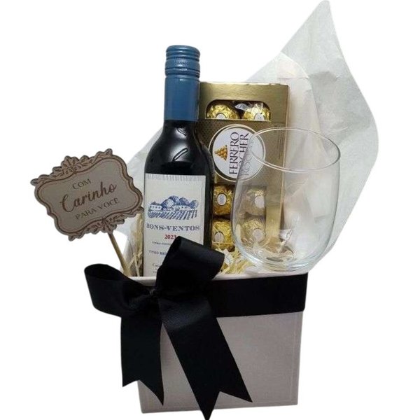 Dia dos Pais Cesta de Vinho e Taça P
