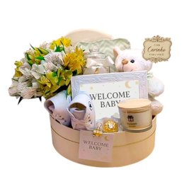 Imagem de Cesta Maternidade Luxo com Flores Welcome Baby
