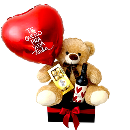Imagem de Presente Dia dos Namorados Urso Vinho e Chocolate 